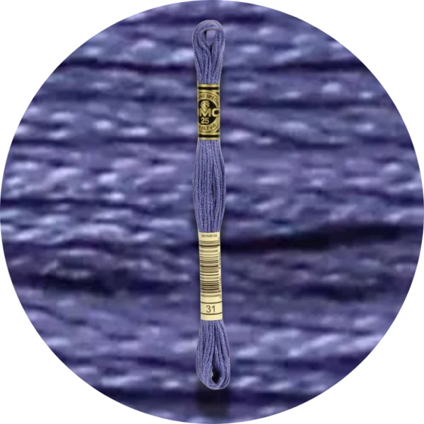 DMC Mouliné Spécial 25 Broderigarn, Ensfarvet, Blå/Lilla nuancer
